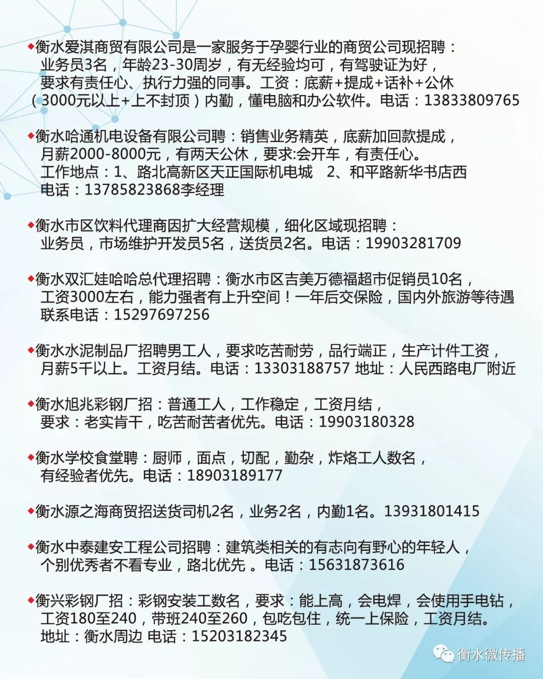 徐水县最新招聘信息