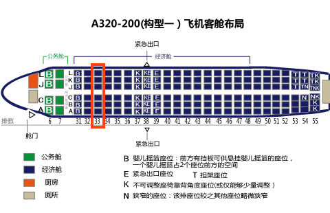 东航空客A320最新座位图解析