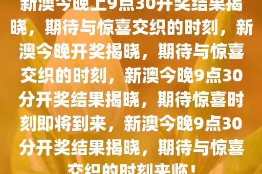 新澳今晚上9点30开奖结果,新澳今晚上9点30开奖结果揭晓，激情与期待的交汇点